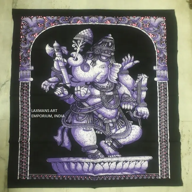 인도에서 새로운 인기있는 럭셔리 벽 예술 춤 가네샤 인쇄 면 바틱 인쇄 벽걸이/포스터 도매