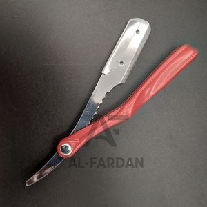 มีดโกนหนวดสำหรับผู้ชายด้ามจับพลาสติก ABS สีแดงมีดโกนโกนหนวดแบบตรงใบมีดสเตนเลสเปลี่ยนได้ - Product Image 2