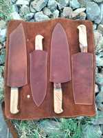 Lot de 4 couteaux de cuisine Damas, ensemble de couteaux de cuisine professionnels avec manche en bois, impression personnalisée OEM, ensemble forgé