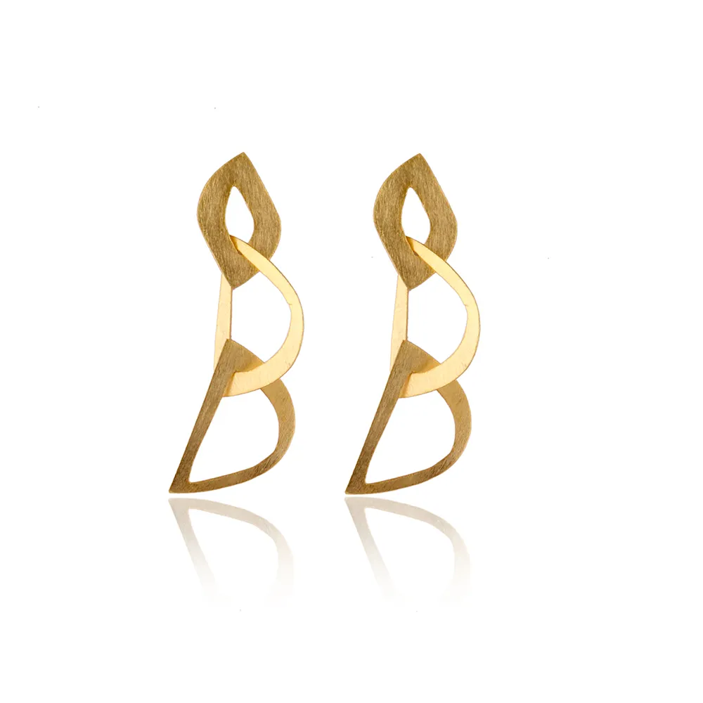 Mode Joyas Banhado a Ouro Dangling Camadas Brass Metal Stud Earrings jóias Para Presentes e Ocasiões de Carnaval jóias E-1320