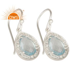 925ดีเงินสเตอร์ลิงธรรมชาติสีฟ้าบุษราคัมและสีขาวพลอยบุษราคัมห้อยเครื่องประดับสำหรับผู้หญิงของขวัญสำหรับผู้หญิง - Product Image 2