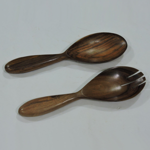 Serveur à salade en bois multicolore pour la vente en gros Cuillère et fourchette à salade personnalisée en usine Grand serveur de mélange pour fruits - Product Image 2