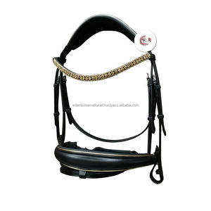 Brida de cuero para saltar de caballo, de alta calidad, con frente de cristal - Product Image 1