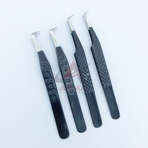 Poignée en forme de cœur noir brillant Pince à épiler d'extension de cils durable Marque privée Volume de botte à 90 degrés Acier inoxydable - Product Image 4