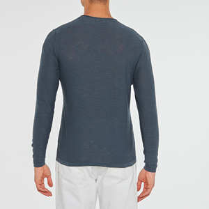 100% felpe da uomo in cotone con collo rotondo in tessuto acido lavabile con bottone di apertura centrale modello solido ODM fornitura - Product Image 3