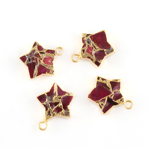 Connecteur en forme d'étoile en cuivre de 12 mm, turquoise rubis, plaqué or, avec un seul anneau, pour la fabrication de bijoux, fourni par l'usine - Product Image 5