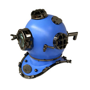 หมวกกันน็อคนักดำน้ำทะเลสไตล์วินเทจฐานไม้สำหรับตกแต่งบ้านหมวกกันน็อคอลูมิเนียมเคลือบสีฟ้าผงโลหะโดยตรง - Product Image 2