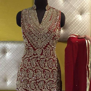 Diseñador de estilo pesado-Kurta con pantalón-vestido con hermosos trabajos para/fiesta/boda = 2021. - Product Image 1