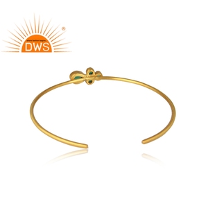 Gold Plated Cuff Sleek Bangle Manufacturer of Brass Jewelry Natural Green <b>Onyx</b> Gemstone Fashion Jewelry Wholesaler - Product Image 3