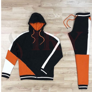Survêtement à blocs de couleurs bicolores avec logo personnalisé pour hommes survêtement homme avec fermeture éclair - Product Image 4
