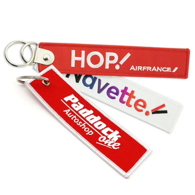 Chaveiro de lembrança com jet tag em branco bordado com design personalizado