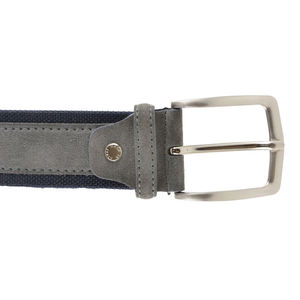 Made in Italy cintura fatta a mano in tela grigia e blu e pelle scamosciata 4cm/1,58 pollici per abbigliamento moda uomo 6 pezzi in una scatola - Product Image 4