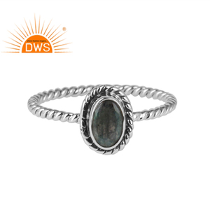 แหวนเงิน925อัญมณีลาบราดอไรต์ฉูดฉาดแหวนออกซิไดซ์คอลเลกชันคลาสสิก - Product Image 1