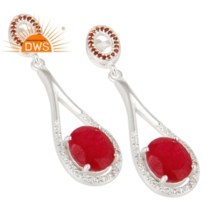 <b>Garnet</b> Red Aventurine Gemstone Drop Manufacturer India <b>Earring</b> 925 Sterling Silver Drop <b>Earrings</b> Jewelry Supplier - Product Image 2