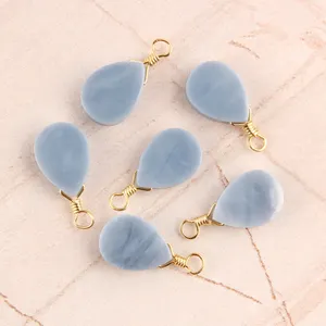 Professional manufacturer wire wrapped gold/silver plated slab slice natural blue opal gemstone connectors for jewelry making