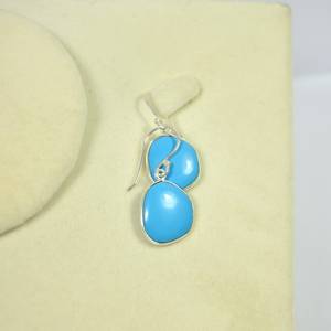 Pendientes de plata de ley 925 con forma de Nugget, pendientes de gota y colgante de piedras preciosas turquesas marinas, adorables, para proveedores al por mayor - Product Image 4