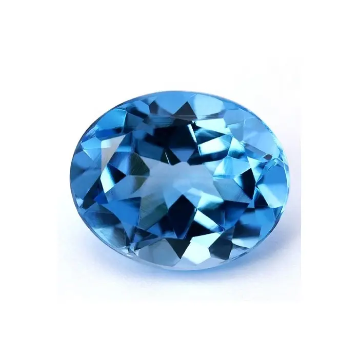 " 6X8mm Oval Cut Natural Swiss Blue Topaz " Wholesale Factory Price High Quality Faceted Loose Gemstone Per Carat