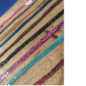 braided leather cords in various sizes and colours, suitable for jewelry designers