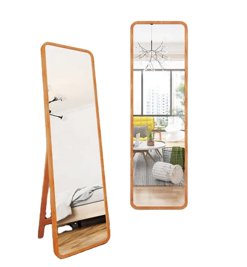 Modern Home decor full length wall mirrro large wood framed bedroom rectangle standing dressing mirror