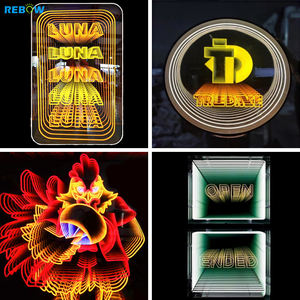Miroir magique Rebow, décoration murale personnalisée en néon LED, miroir infini multicouche, enseigne au néon 3D personnalisée - Product Image 3