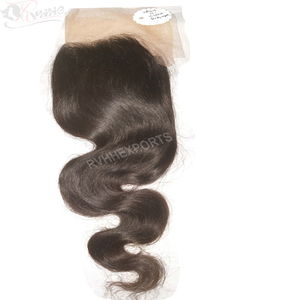 Armure de cheveux vierges de vague de corps indienne 100g fermeture de dentelle suisse de cheveux humains de couleur naturelle - Product Image 1