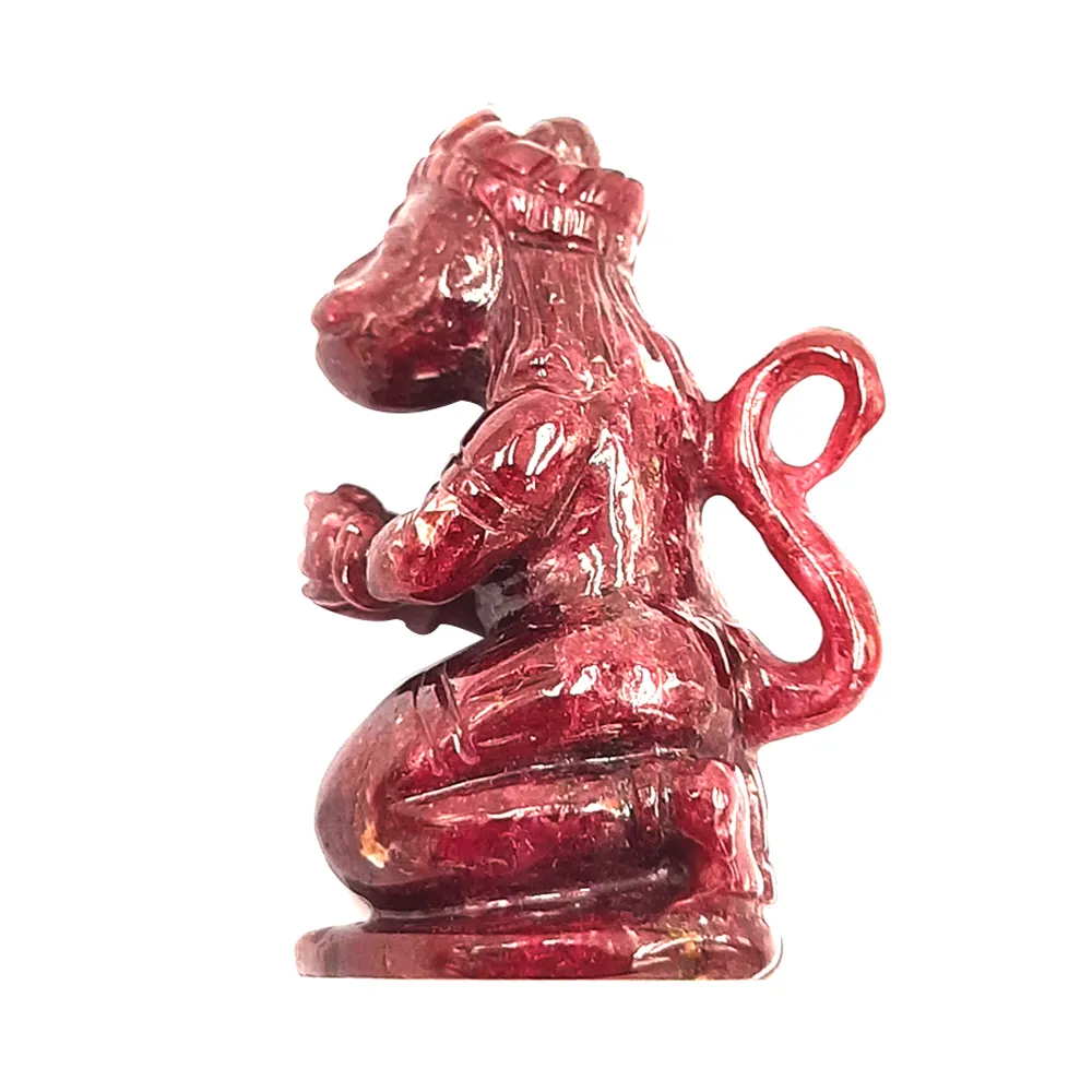 Hanaman ji sentado idol esculpido rubi pedra jóias ao preço de fábrica 83.35 carats vermelho-rosa personalizado