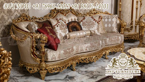 Canapé de salon sculpté lourd de Style classique en bois sculpté à la main meubles de salon de luxe canapé de salon doré de Style Royal - Product Image 2