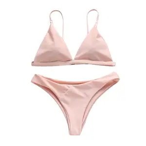 Bikini de estilo vendaje para mujer, traje de baño de dos piezas con estampado de lazo, cintura baja, envío rápido