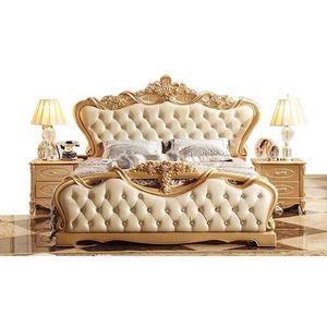 Meubles de luxe italien, lit de princesse en bois sculpté à la main, lit rembourré de luxe pour meubles de chambre à coucher - Product Image 2
