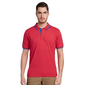 Polo de alta calidad para hombre, camisetas cómodas de Color rojo