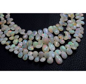 Perles en vrac à facettes en opale éthiopienne gouttes de pierres précieuses en forme de poire de 8 pouces pour la fabrication de bijoux et de bijoux - Product Image 6