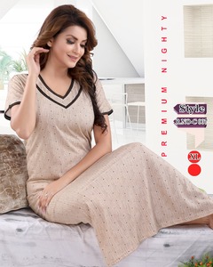 Nuevo Camisón de 6 Colores, Precio al por Mayor, Algodón Chino de Alta Calidad, Camisón de Manga Corta para Mujer, Pijama Largo - Product Image 2