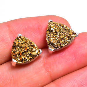 อัญมณีดรูซี่สีทองเสน่ห์925เครื่องประดับเงินสเตอร์ลิงของขวัญแต่งงานต่างหูชุบเงินแท้ - Product Image 3