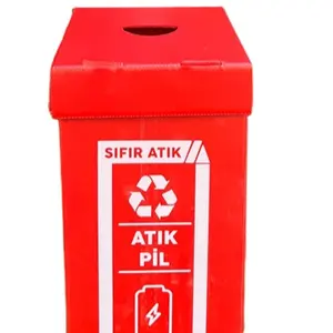 Boîte de poubelle en plastique ondulé, pour batterie et Tube de déchets avec support à main, meilleure qualité et prix d'usine