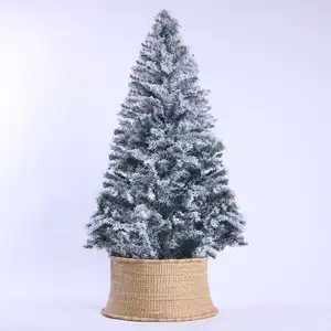 Saia de árvore de decoração de natal, saia redonda transparente natural de alta qualidade