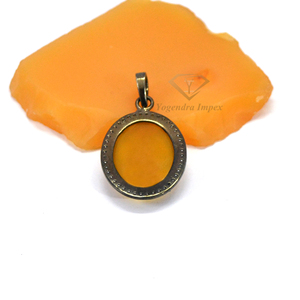 Colgante Vintage de Plata de Ley 925, Piedra Preciosa de Calcedonia Amarilla, Chapado en Rodio Negro, Forma Ovalada, Colgantes Finos de Confianza - Product Image 4