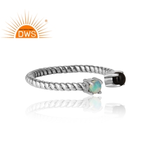 Fabulous Oxidized Sterling Silver <b>Ring</b> Fire <b>Opal</b> and Black Onyx Gemstone <b>Ring</b> Antique <b>Rings</b> Jewelry Wholesale - Product Image 3