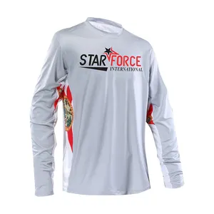 SFI Personalizado de Alta qualidade Mens Camisa De Pesca Desempenho Ventilado UPF50 Umidade Wicking Protetor Solar de Manga Comprida de Proteção Solar