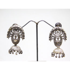 latest fashion treanding handmade silver look alike hoop stud jhumka earings for women and girls - Product Image 1