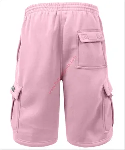 Pantalones cortos de rizo francés de algodón, ropa informal con bolsillos de caja, Parche de goma bordado, ropa de calle impresa