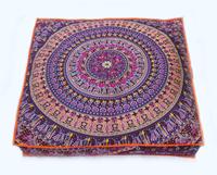 Mandala indien porte jour lit carré sol taie d'oreiller Pouf Sham Hippie canapé bohème sol coussin cas boho sièges Art