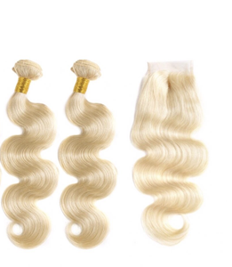 HAMDAAN IMPEX 613 Blonde Remy Hair Bundles Extensiones de cabello virgen indio y pelucas con estilo de onda suave de la India - Product Image 6