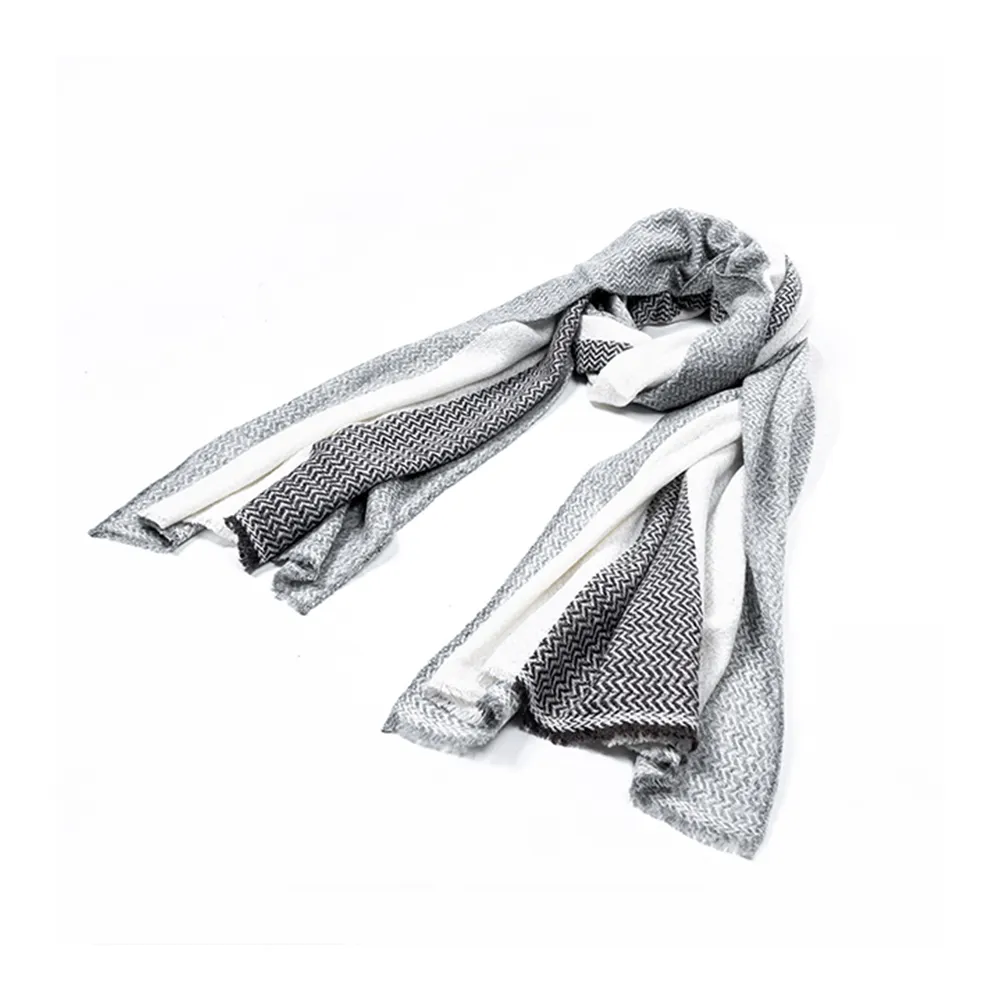 パントンカシミアメリノウールミックスカスタムロゴサマースカーフのユニセックスロングストライプスカーフ女性の女の子のためのネパールメーカーから