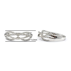 Fabricant de bijoux de Hong Kong, bague de mariage torsadée en or blanc massif 18 carats de haute qualité, véritable diamant, fête, anniversaire - Product Image 2