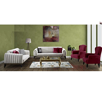 Moderno Juego de Sofás Extensibles Tapizados de Estilo Turco con Estructura de Madera Sólida para Sala de Estar, Apartamento, Centro Comercial, Villa, Hospital en Canadá