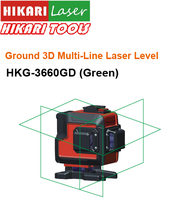 Niveau laser 3D multi-lignes HIKARI HKG-3360GD pour sols, portée intérieure 20 m, précision 1 mm, verrouillage de pente, protection IP54, usage intensif