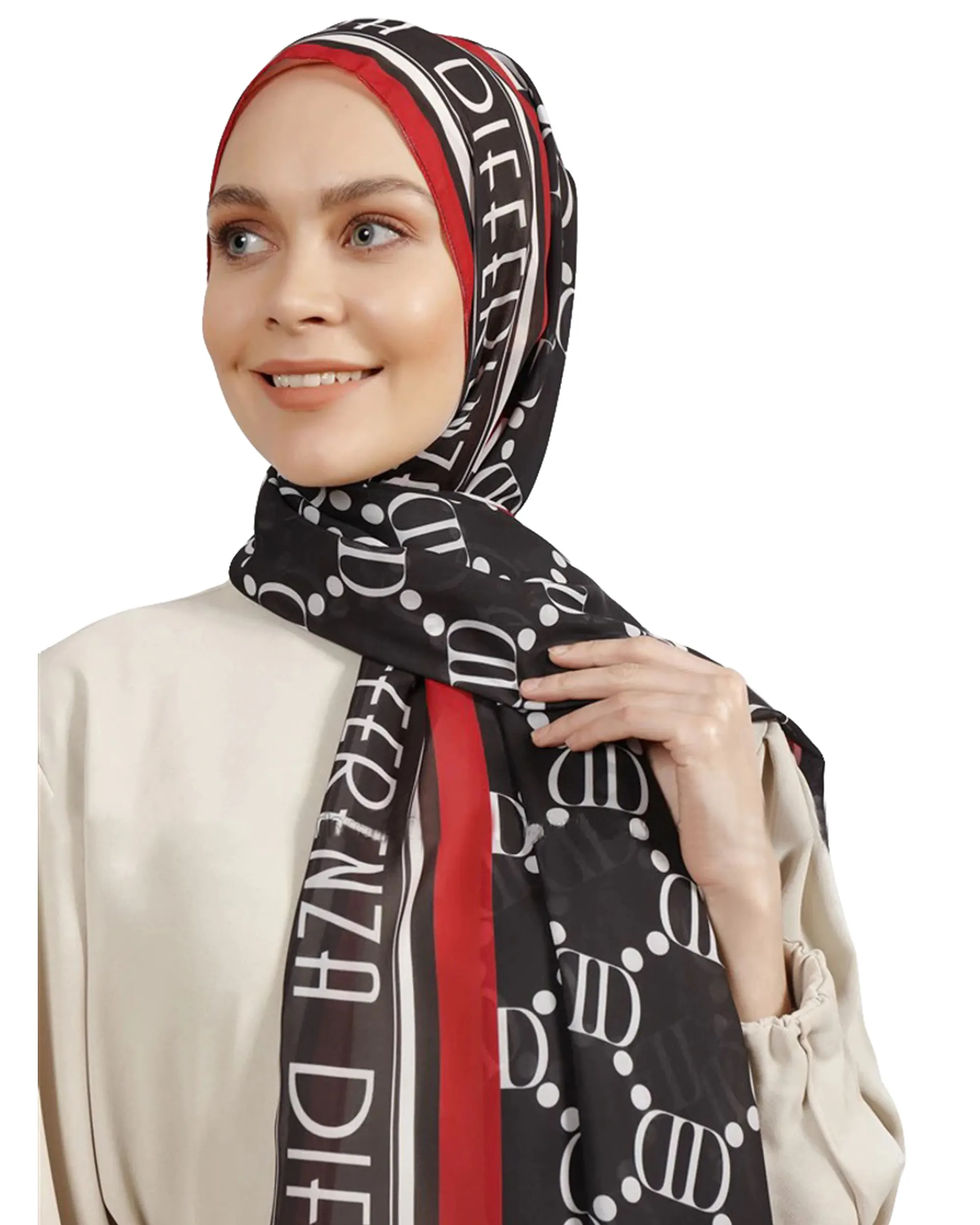 Women's Bsy Magic Material Modest Wear Printed Hijab Scarf (Black, 70 * 28)