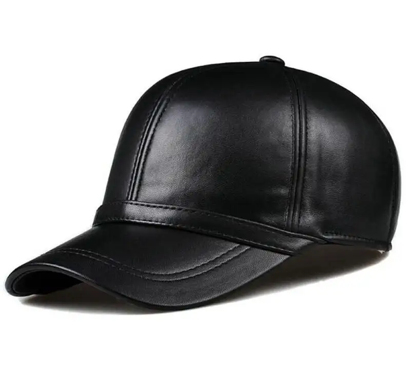 QUEENA Unisex genuino degli uomini di Marca di pelle di pecora berretto da baseball in pelle 100% vera pelle copricapo regolabile cappello di golf donne casuale