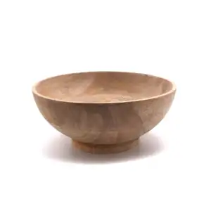 Personalized Acacia Wooden Serving Bowl Round Shape Salad Snacks Breakfast Serving Bowl Creative Fancy Acacia Wooden Bowl