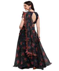 Lehenga Choli de mariée en Georgette, de créateur indien, brodé main et coloré, avec blouse, vêtement traditionnel sur mesure, vente en gros Alphanumero - Product Image 2